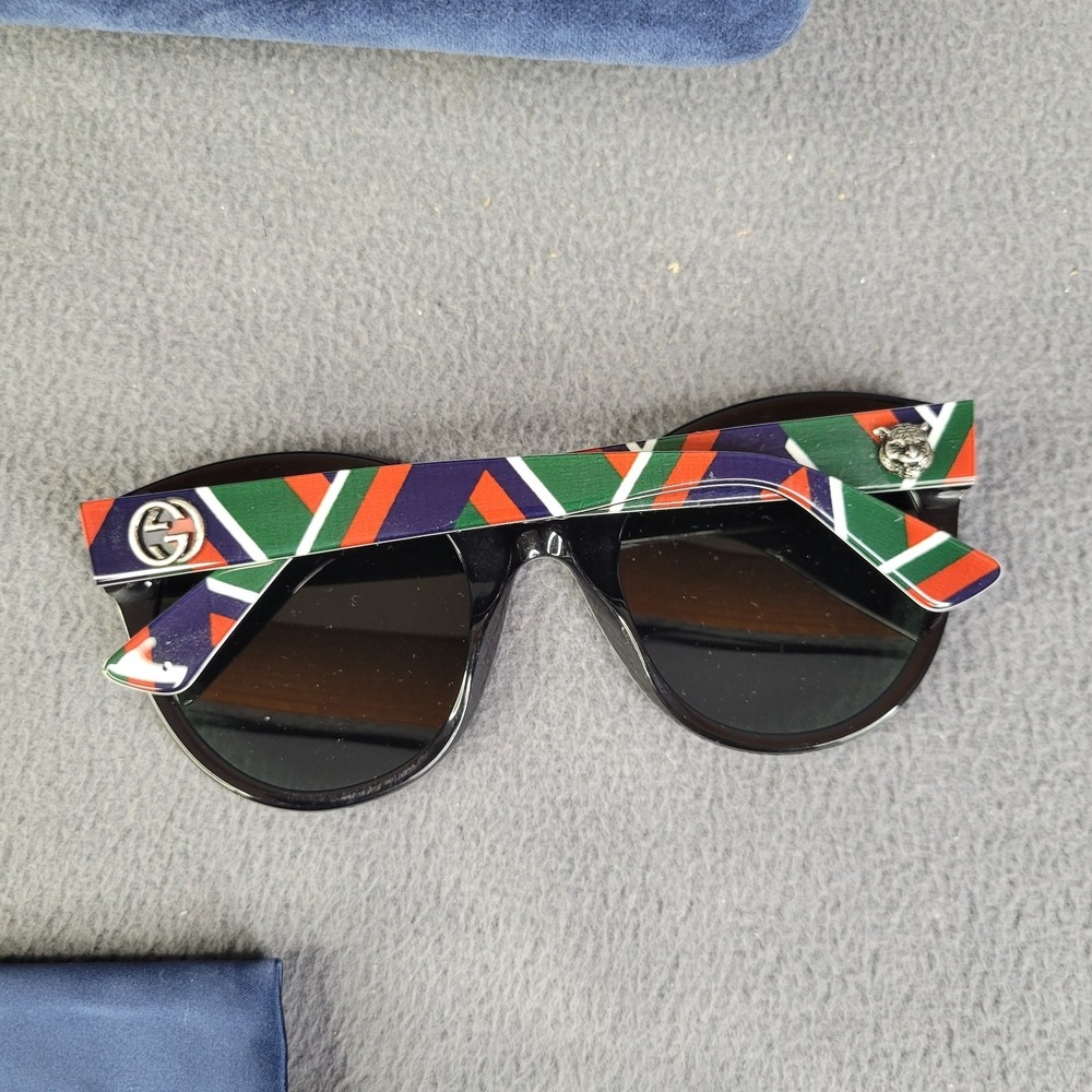 Gucci 2016 Sunglasses Black Green Tiger Oversized Square GG 0028S 010 - Picture 7 of 16